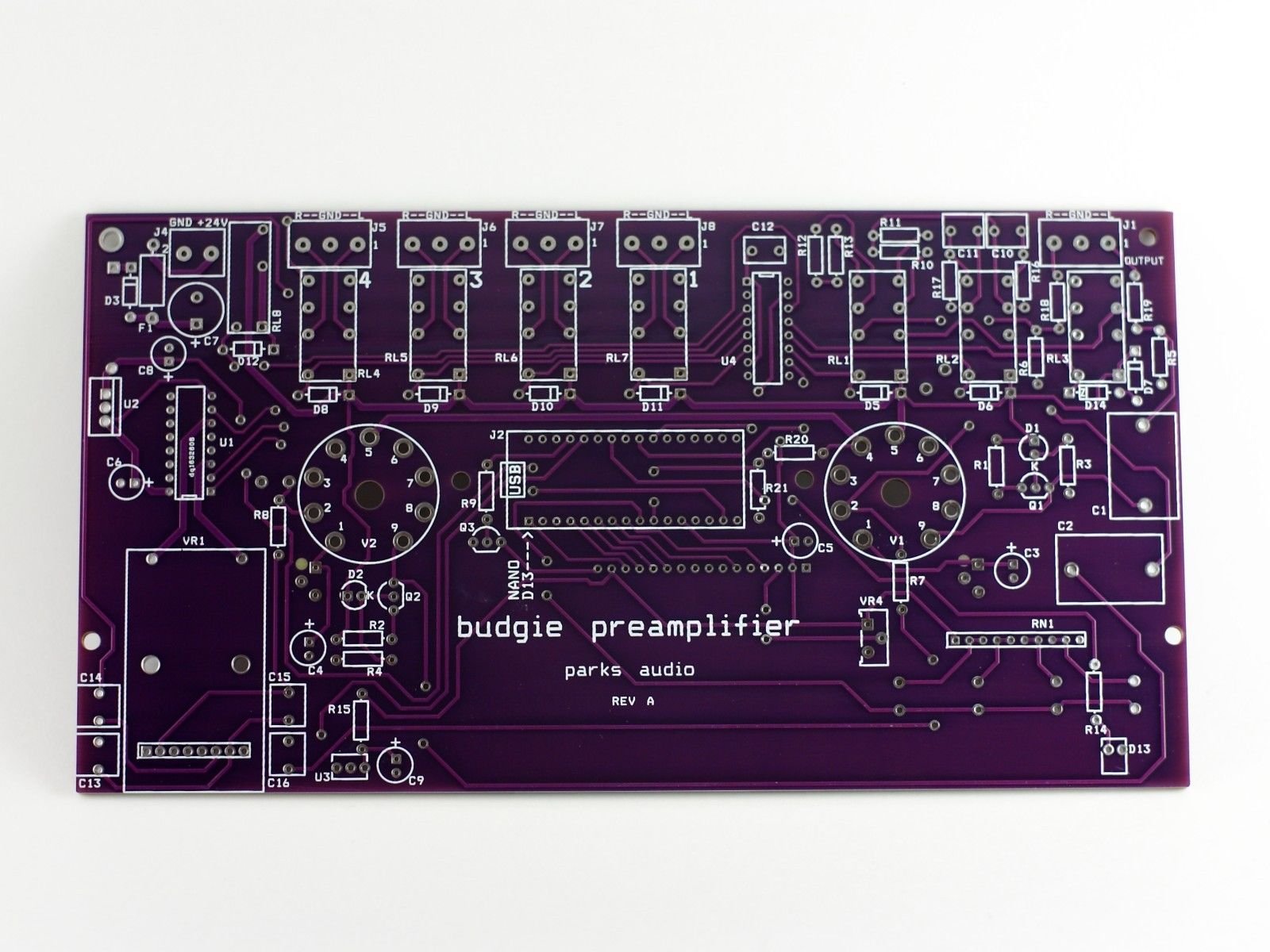 Budgie A Vacuum Tube Preamp with Arduino Nano (main purple PCB only) from diytube on Tindie