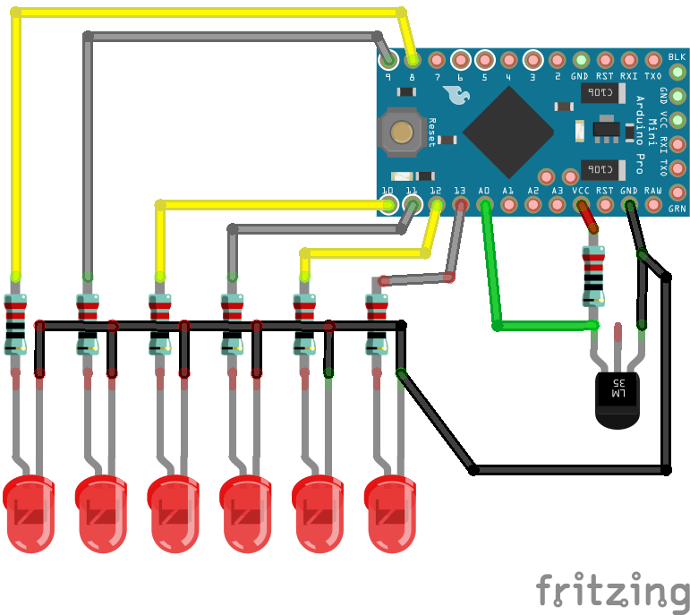 Binary Thermometer - PCB only from clovisfritzen on Tindie