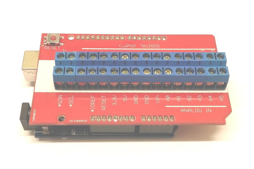 Screw Terminal Shield for Arduino from 18robots on Tindie