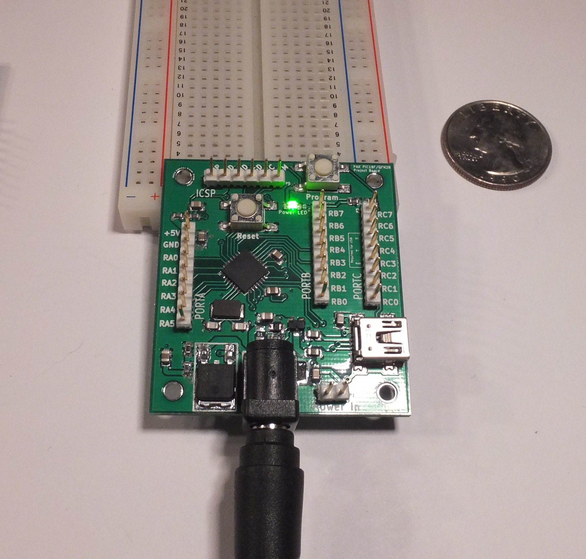 PAX PIC18F/QFN28 USB Project Development Board w/ PIC18F24K50 @ 48 Mhz ...