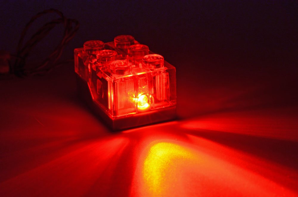 Light Brick with Red LED for LEGO® Models from brickstuff on Tindie