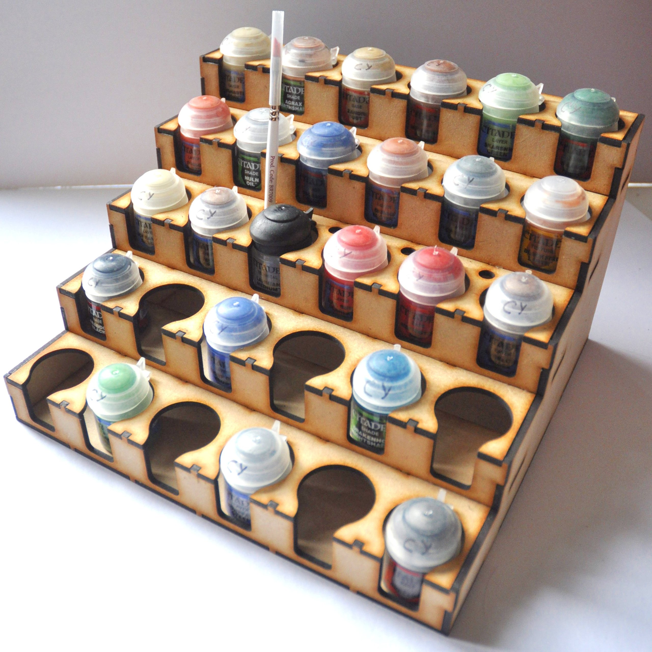 Lasercut paint rack for Citadel / Tamiya sized pots from SpearAndLaser