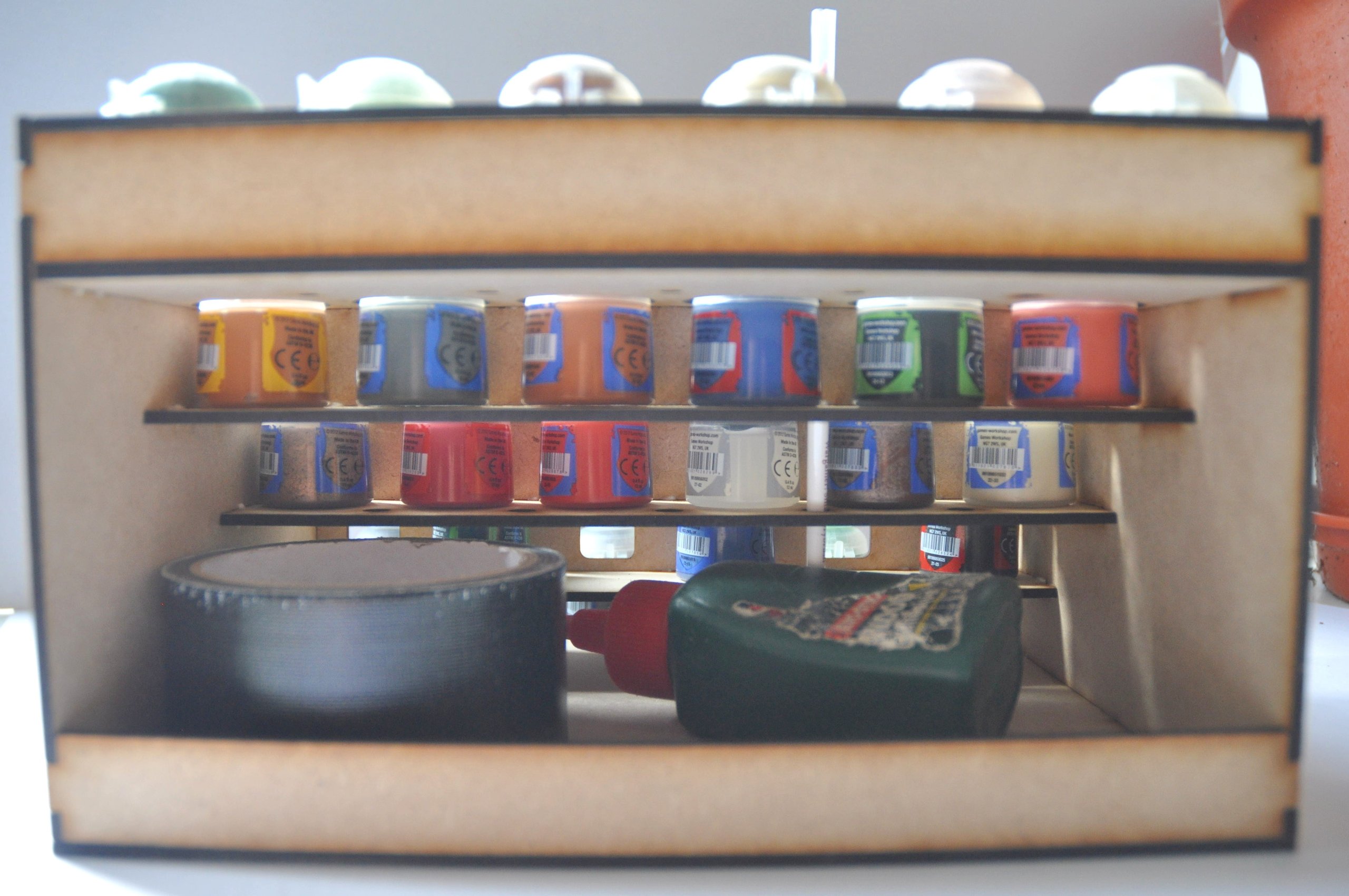 Lasercut paint rack for Citadel / Tamiya sized pots from SpearAndLaser