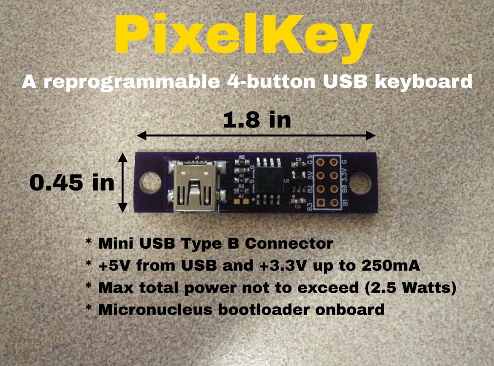 PixelKey: A 4-Button Reprogrammable USB Keyboard from pixelbyte on Tindie
