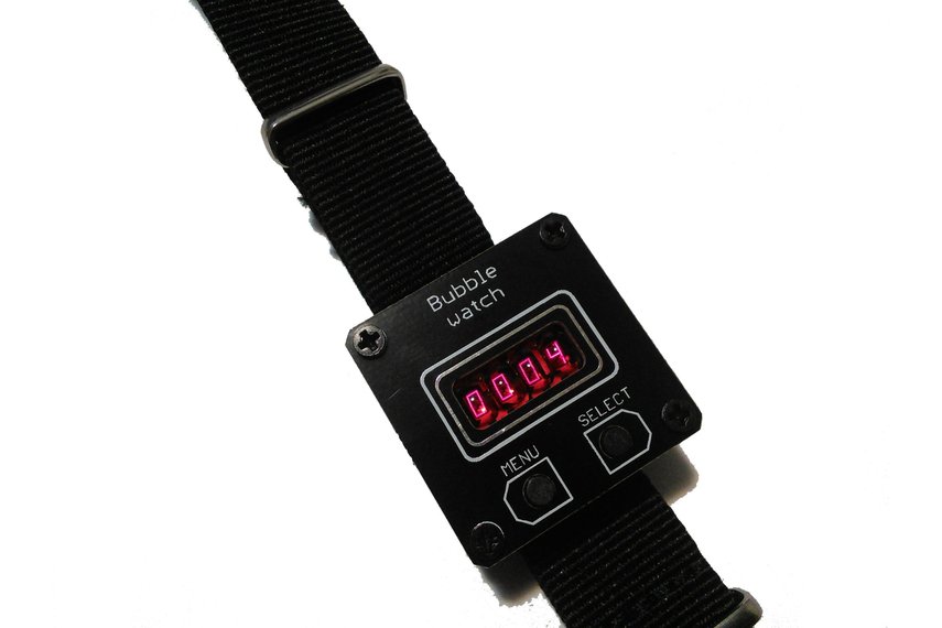 retro wrist watch with bubble display QDSP 6064 from bobricius on Tindie