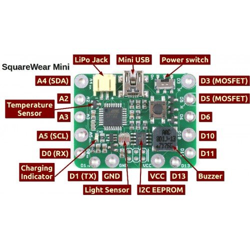 Squarewear mini arduino compatible from rayshobby on tindie