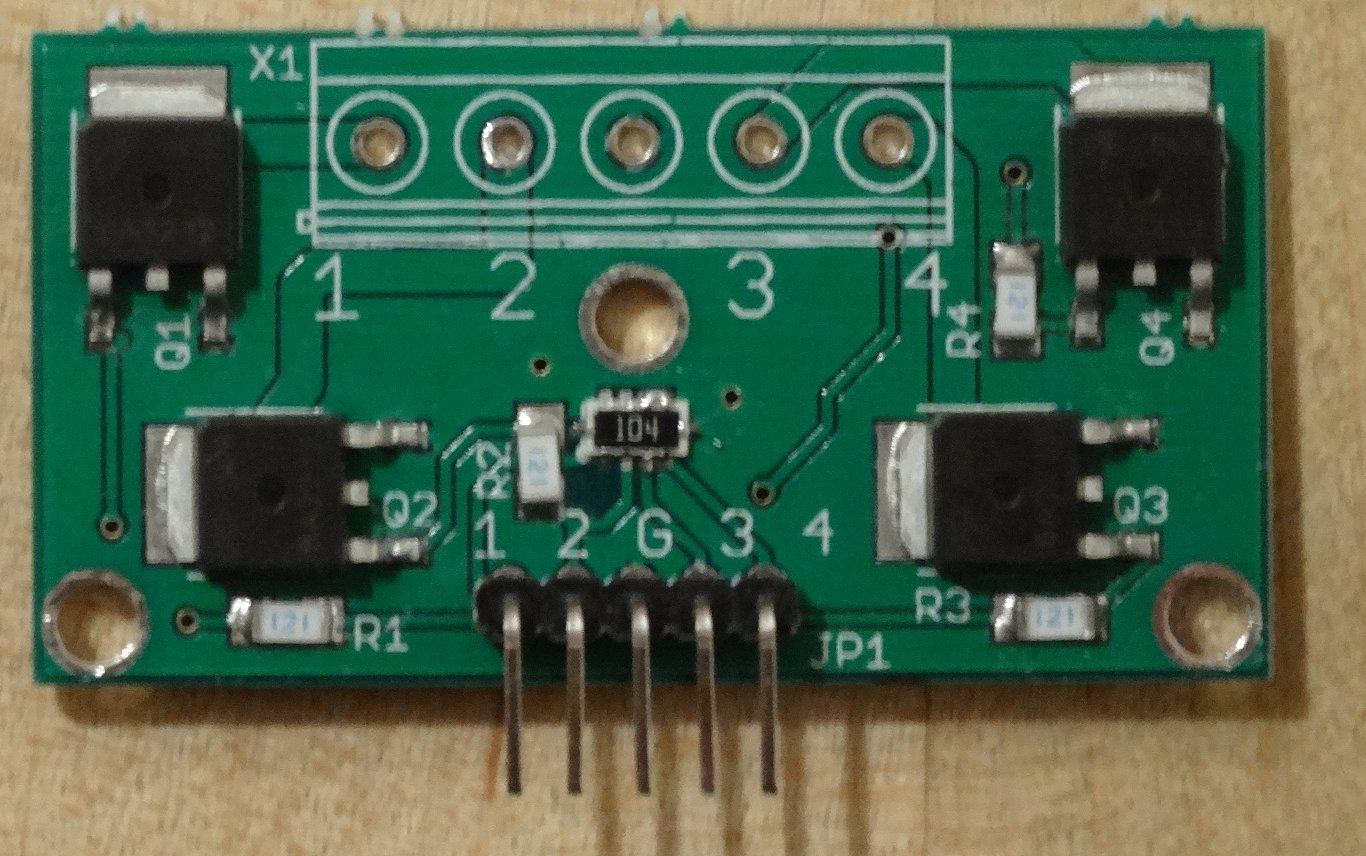 4-CH 2.5V logic level MOSFET board 20A,20V from DrAzzy on Tindie