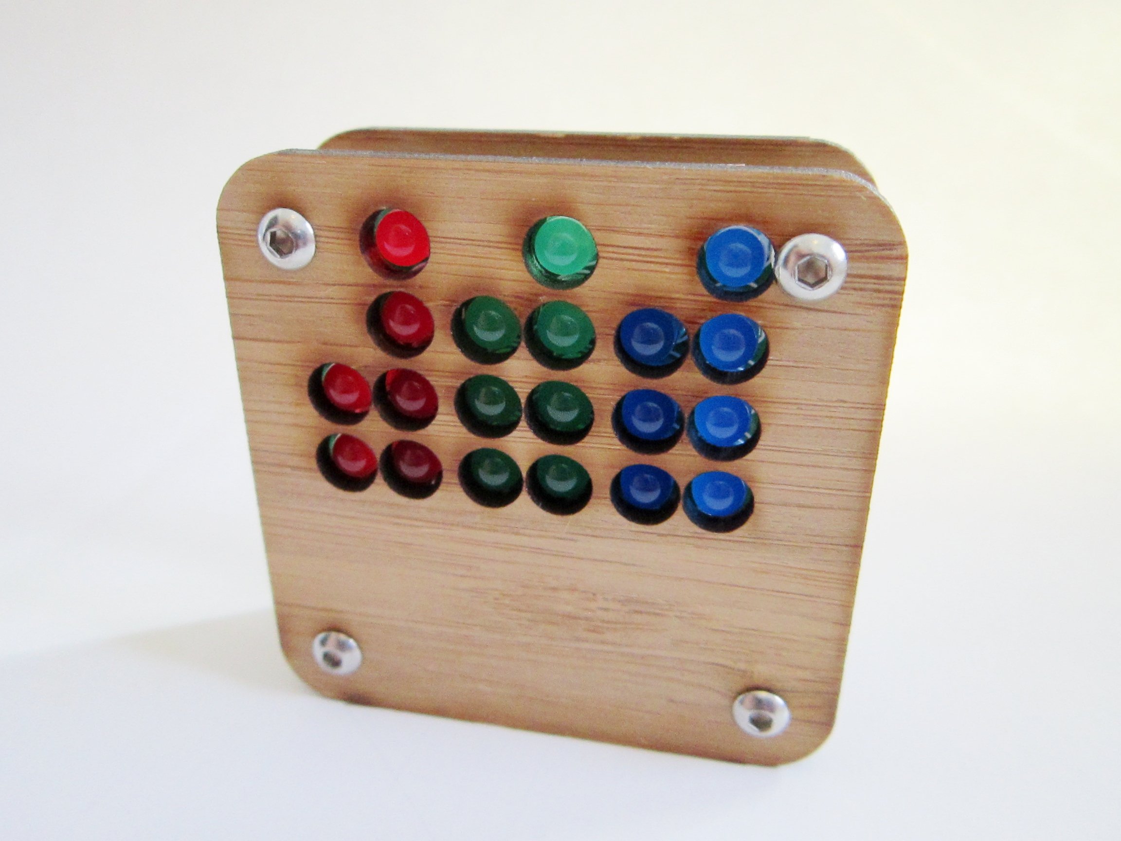 RGB Binary Clock KIT in Bamboo Case USB Powered from applemountain on