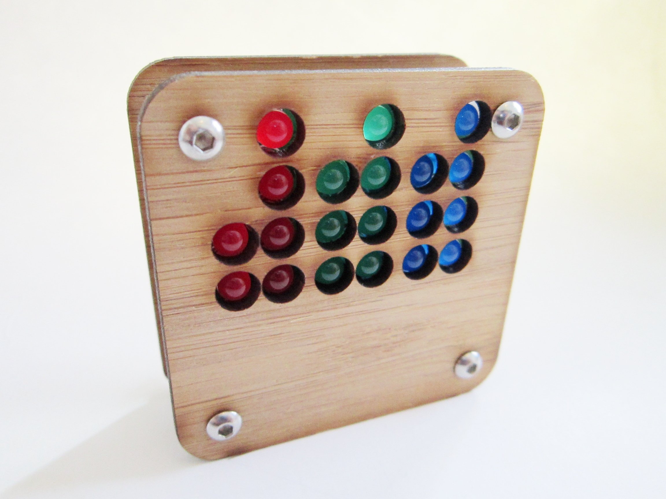 RGB Binary Clock KIT in Bamboo Case USB Powered from applemountain on